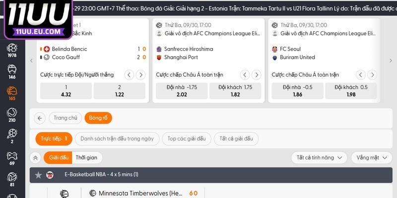 Bóng rổ tại thể thao 11UU cũng ăn khách không kém
